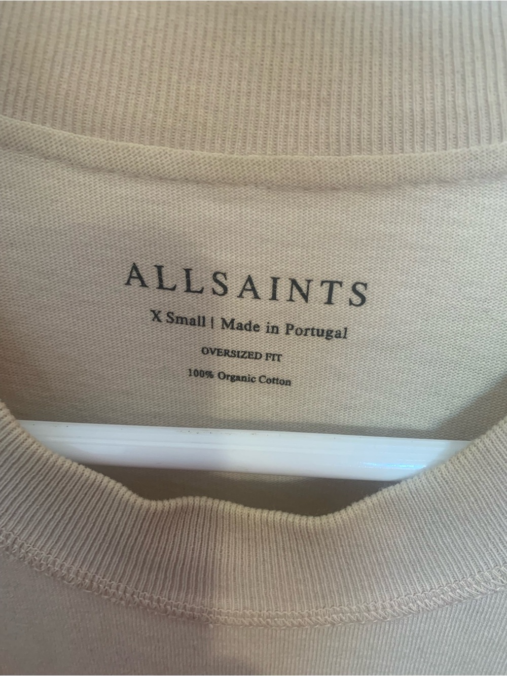 AllSaints Oversized Cotton Tee in Beige